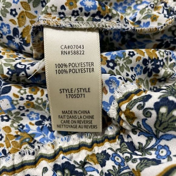 Max Studio Shirt Women Size Large Blue Floral Ruffle Spring Lightweight - Picture 5 of 8